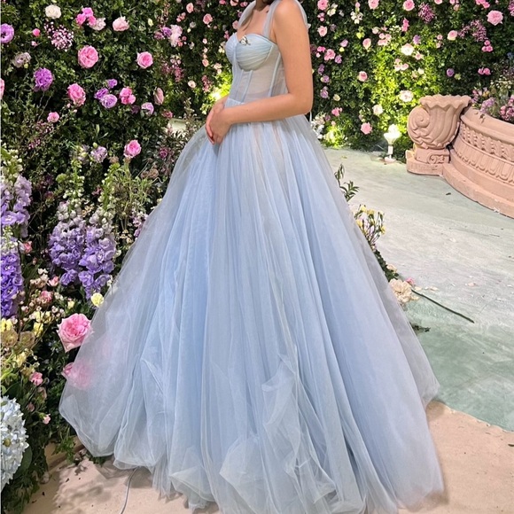 Milla Light Blue Tulle Maxi Dress with a Corset Bustier - Picture 3 of 5